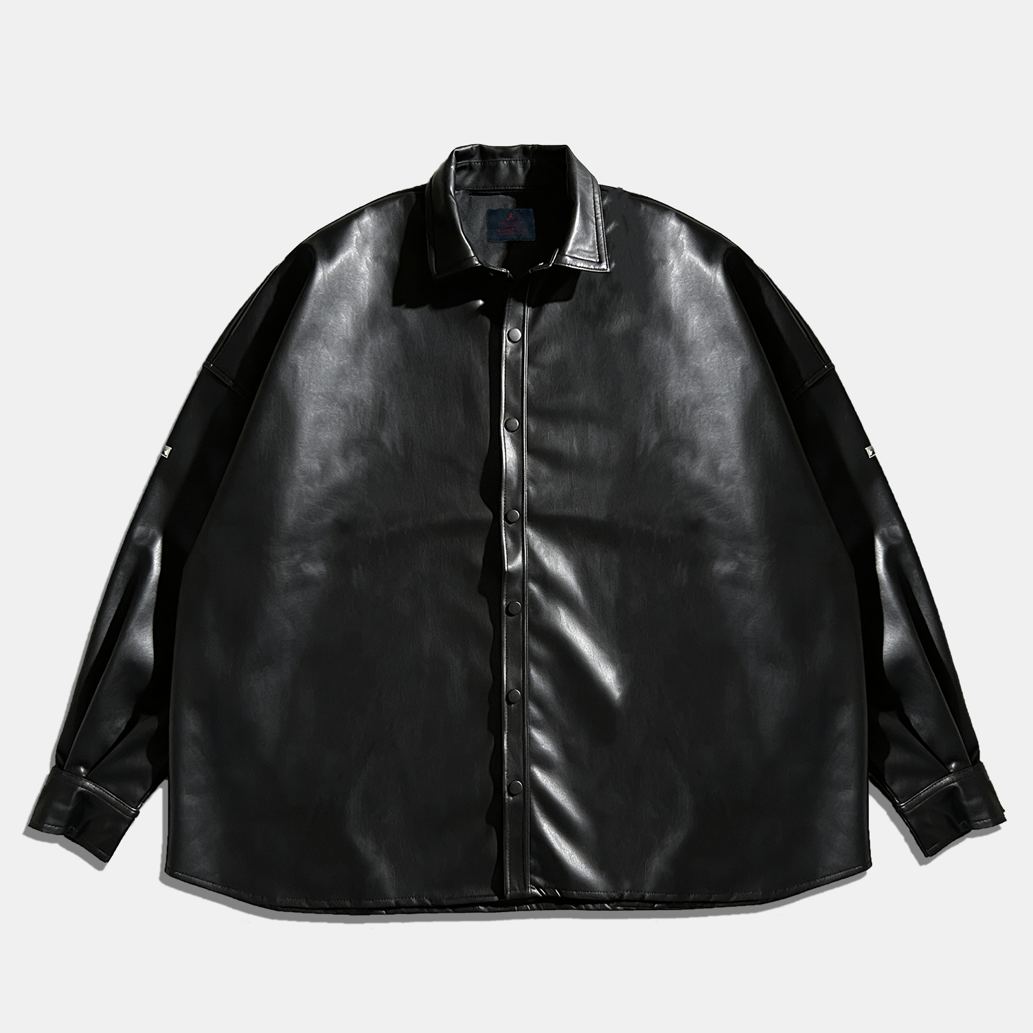 Oversized Leather Shirt Kage Black