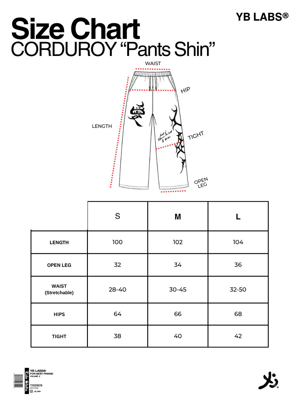 YB Labs - Longpants Corduroy Shin Black